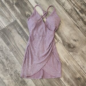 Speechless Dusty Purple Sparkle Mini Dress Size 1